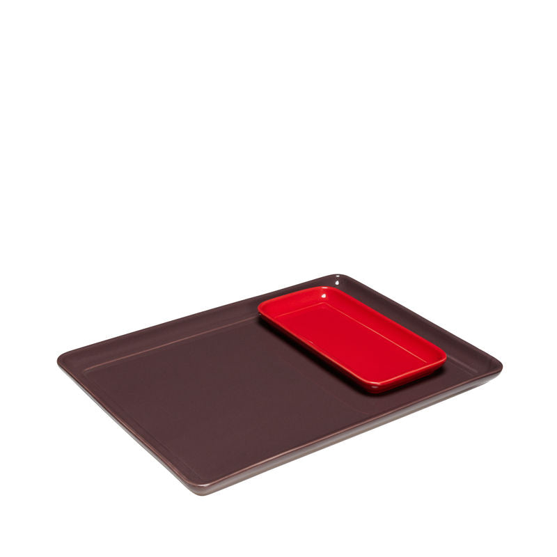 Hübsch Amare Tablett Burgund/Rot (2er-Set)