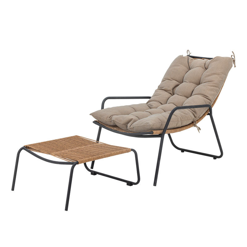 Bloomingville Boel loungestoel met kruk, metaal