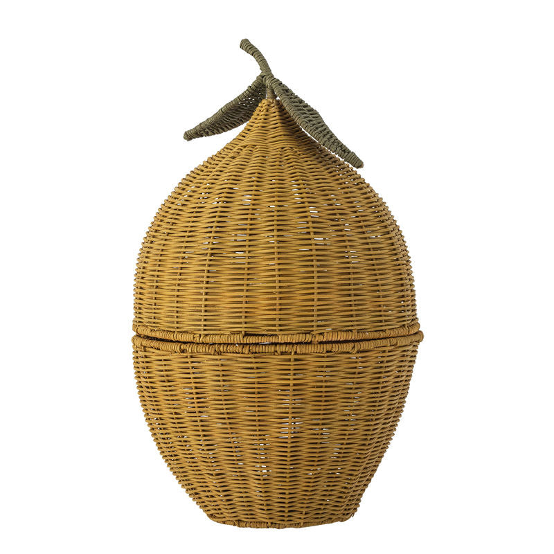 Bloomingville MINI Sage Korb mit Deckel, Gelb, Rattan