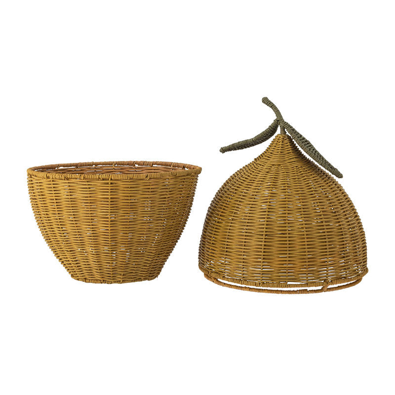 Bloomingville MINI Sage Korb mit Deckel, Gelb, Rattan