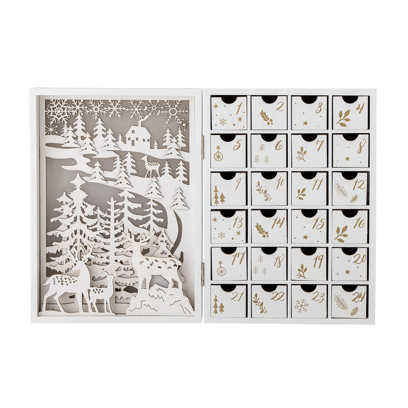 Calendrier Elimar de Bloomingville avec éclairage, Blanc, Contreplaqué