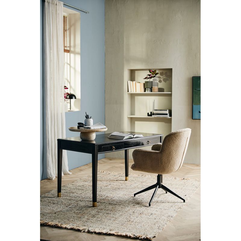 Escritorio EMS Nordal con dos cajones, negro, madera