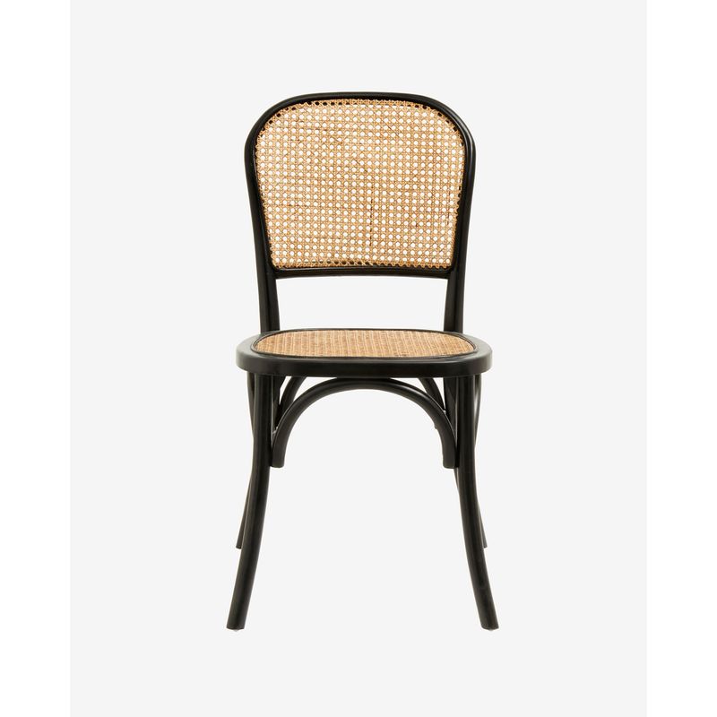 Silla Nordal Wicky, negra, madera, ratán
