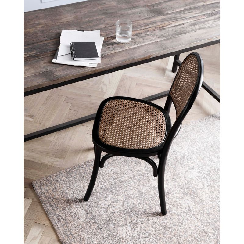 Silla Nordal Wicky, negra, madera, ratán