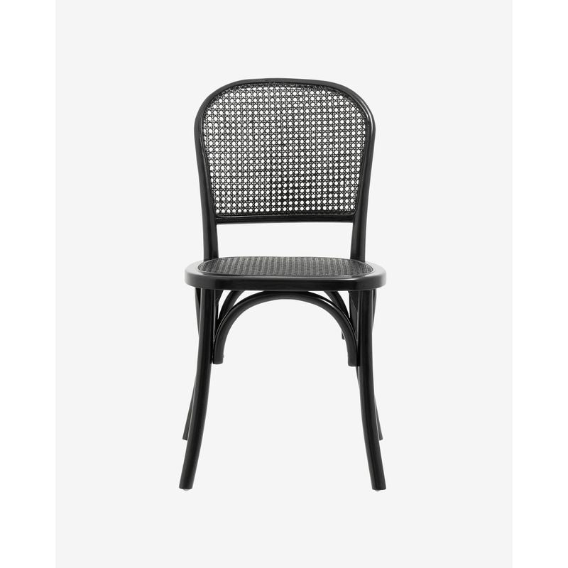 Nordal Wicky stoel, zwart, rotan, hout