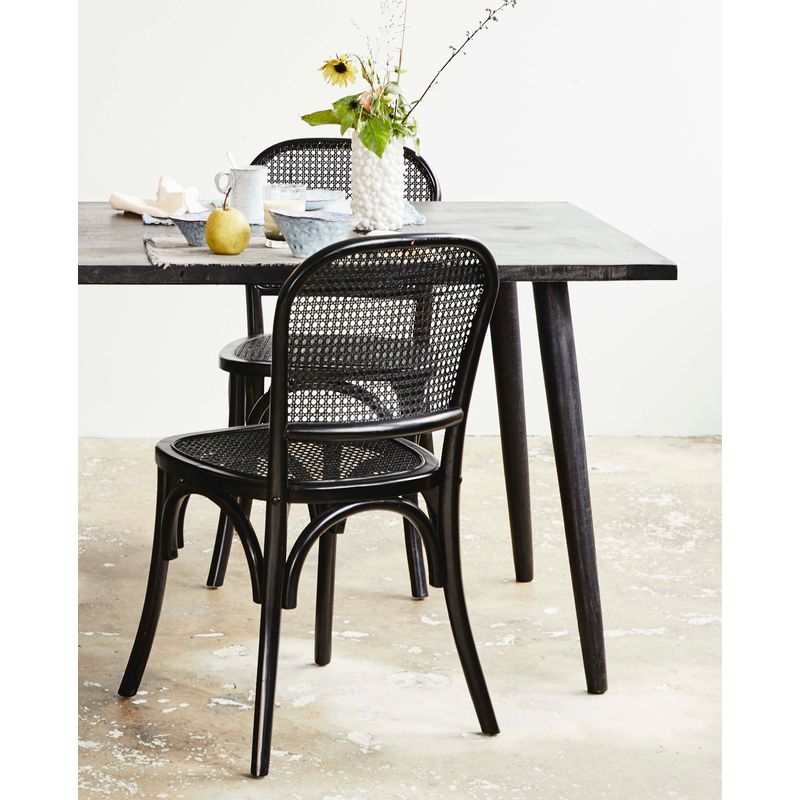 Nordal Wicky stoel, zwart, rotan, hout