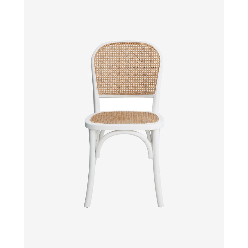 Nordal Wicky stoel, wit, rotan, hout