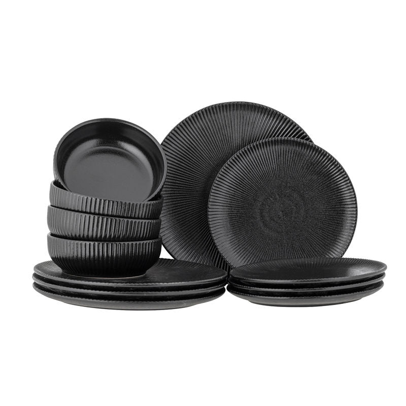 Bloomingville Neri Tellerset, schwarzes Steingut