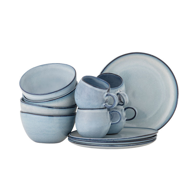 Bloomingville Sandrine Frühstücksteller-Set, blaues Steingut