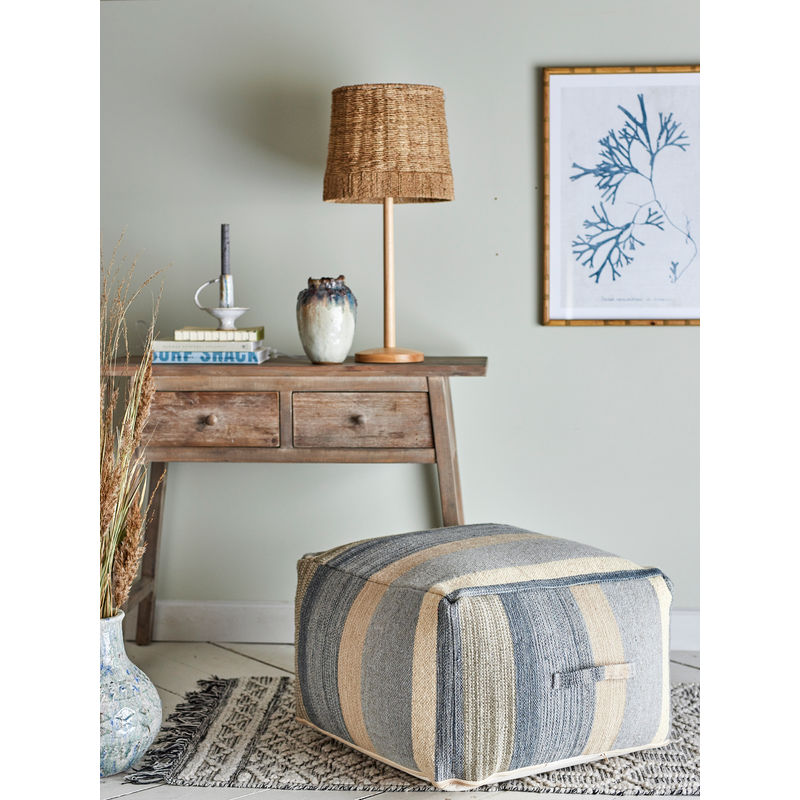 Kreative Kollektion Sesto Pouf, Blau, Wolle