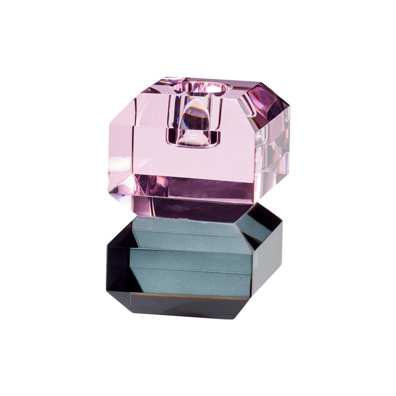 Hübsch Gem Candlestick Pequeño Gris/Rosa
