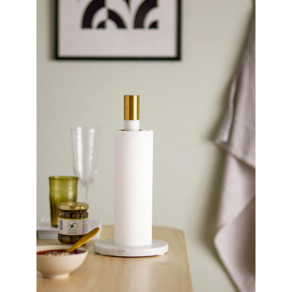 Bloomingville Emira Porte-rouleau de cuisine, Blanc, Marbre