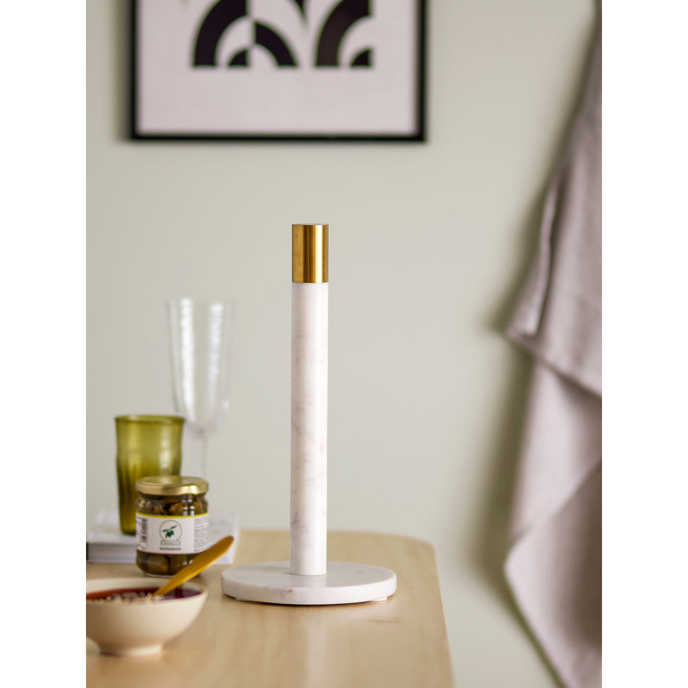 Bloomingville Emira Porte-rouleau de cuisine, Blanc, Marbre