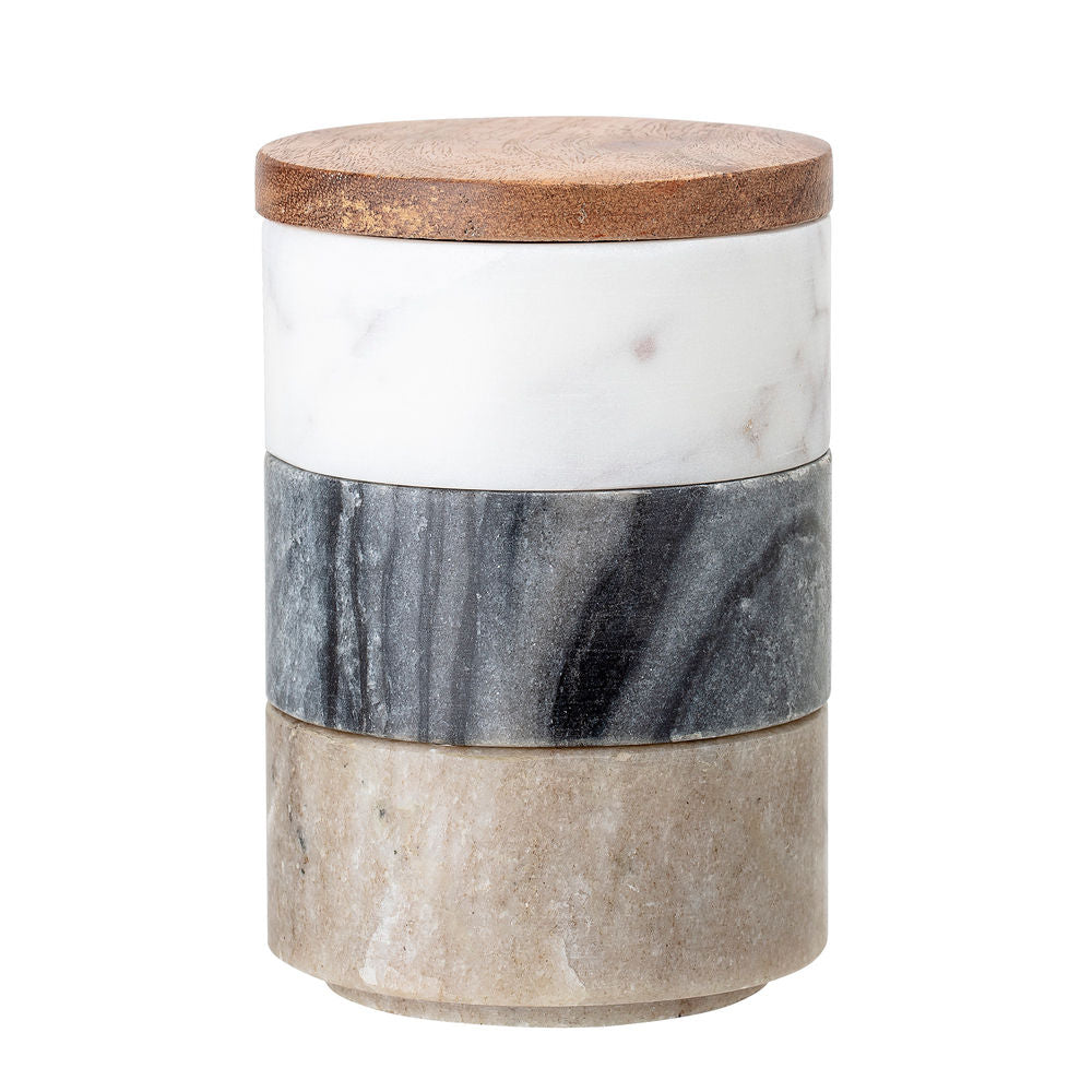 Creative Collection Mael Pot avec Couvercle, Blanc, Marbre