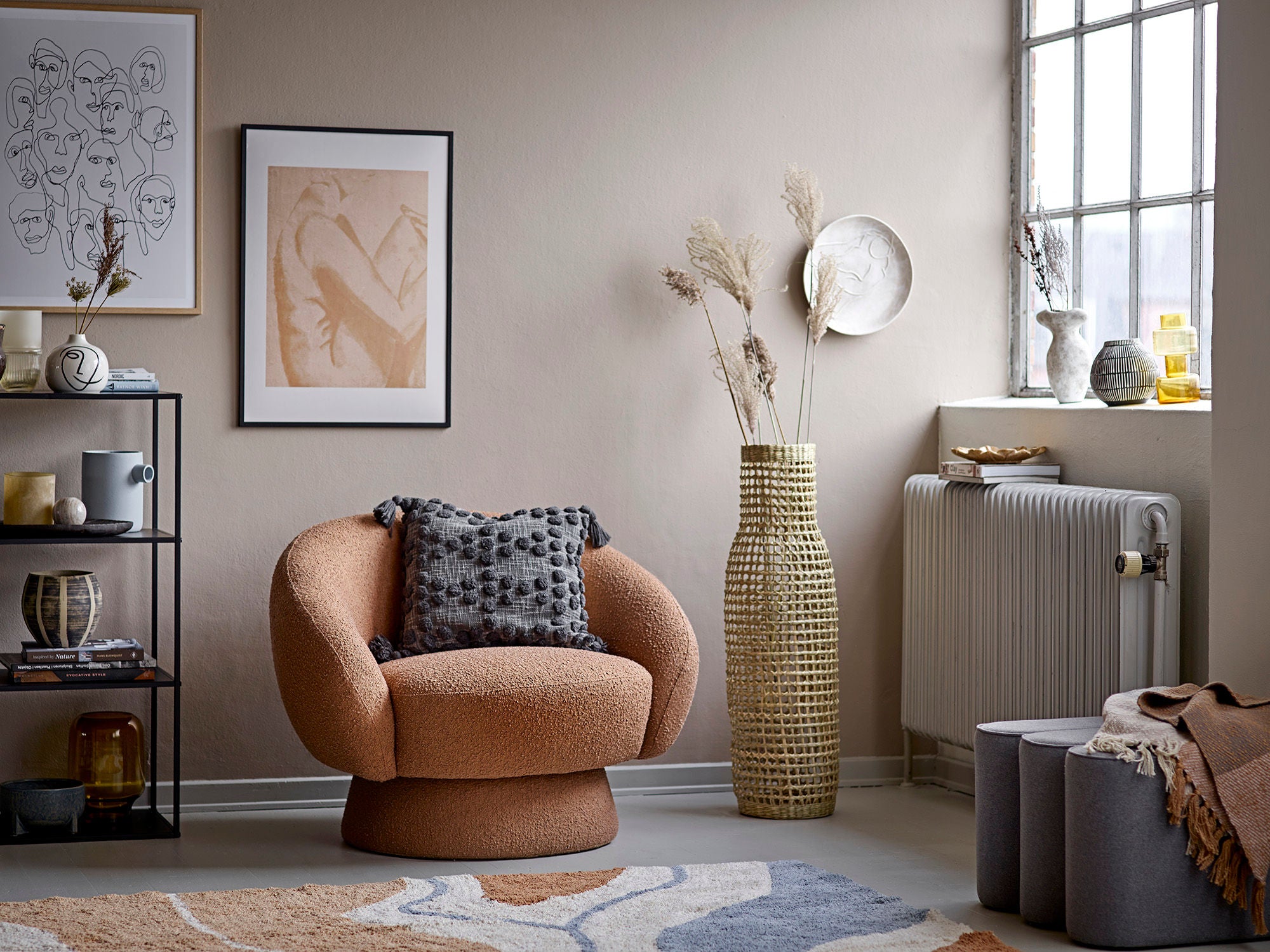 Bloomingville Chaise Ted, Marron, Polyester