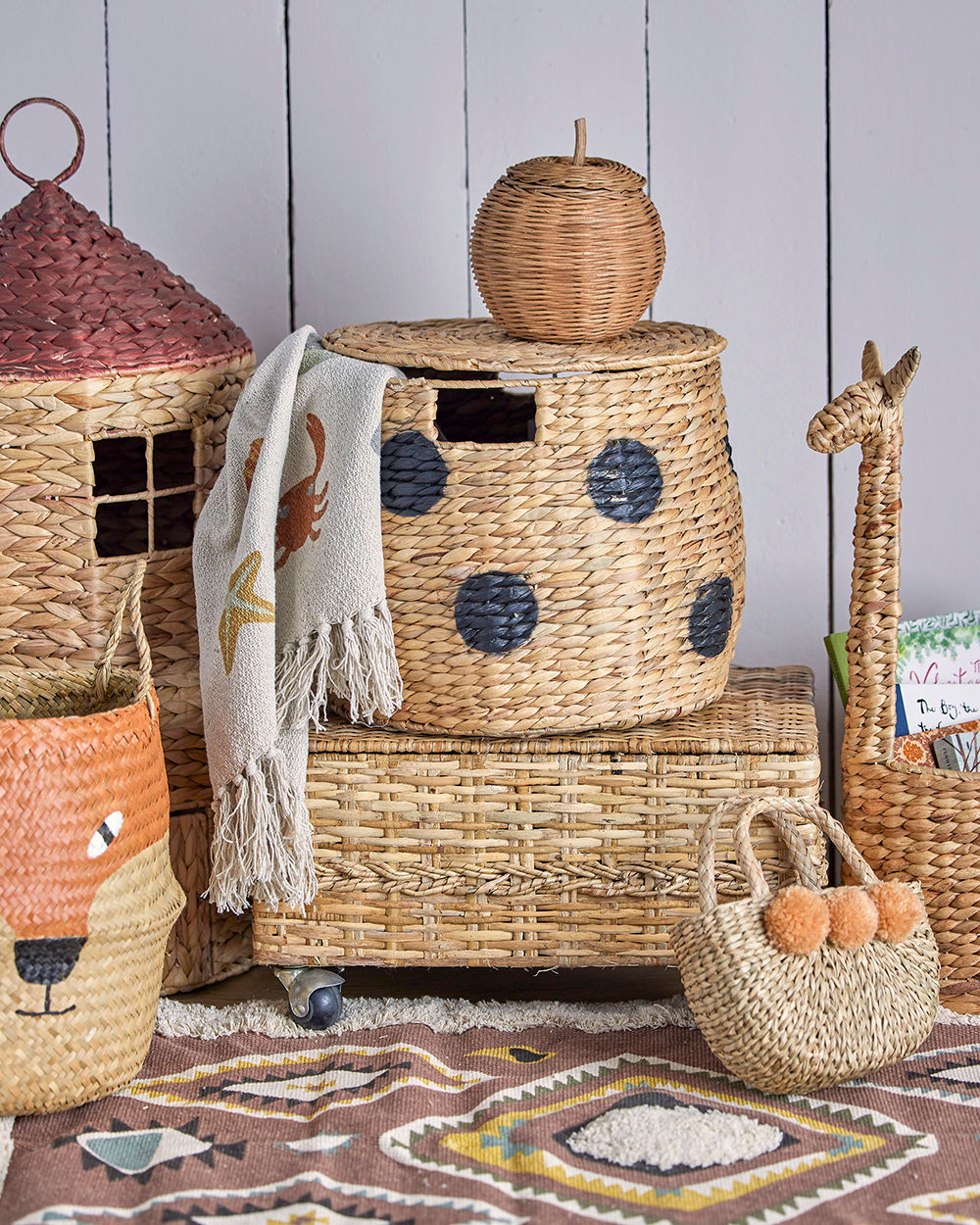 Blooming ville MINI Linasmand mit Deckel, Natur, Wasser hyazinthe