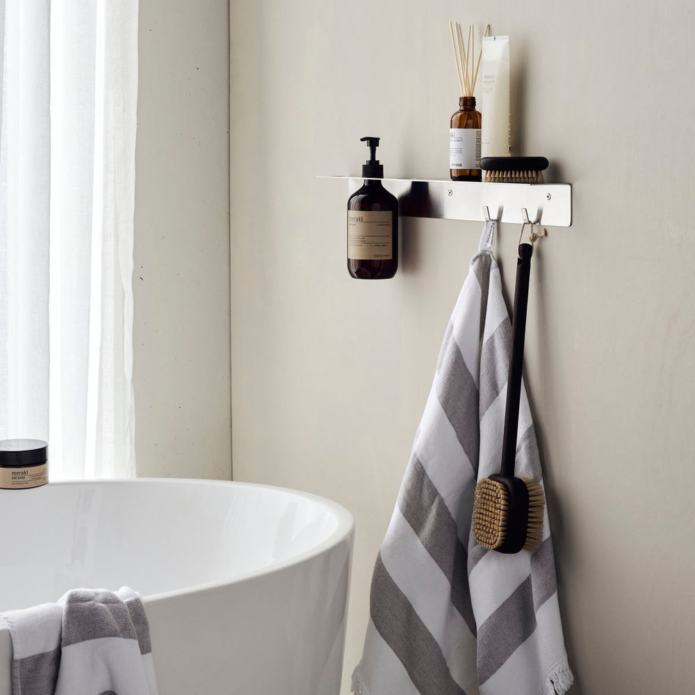 Meraki Flessenhouder met haken, Geborstelde zilveren afwerking