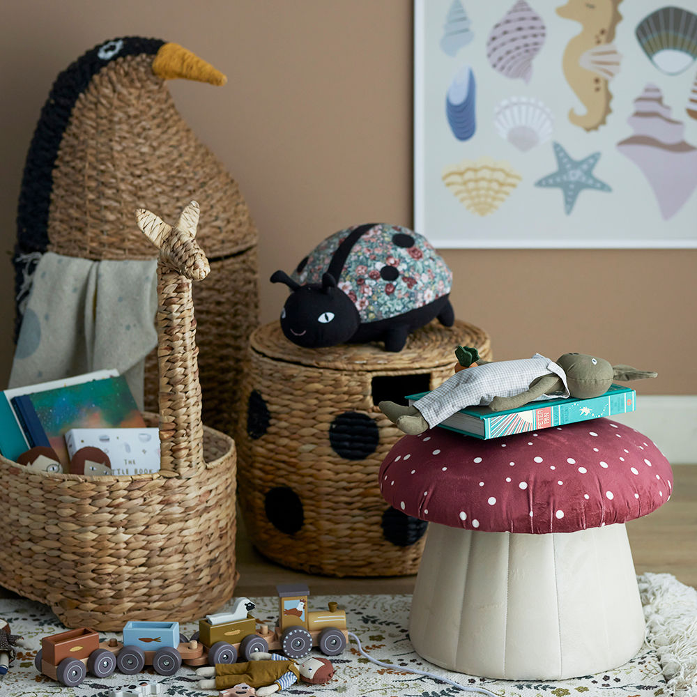 Bloomingville MINI Tazia Mand con tapa, negro, Bankuan Gras