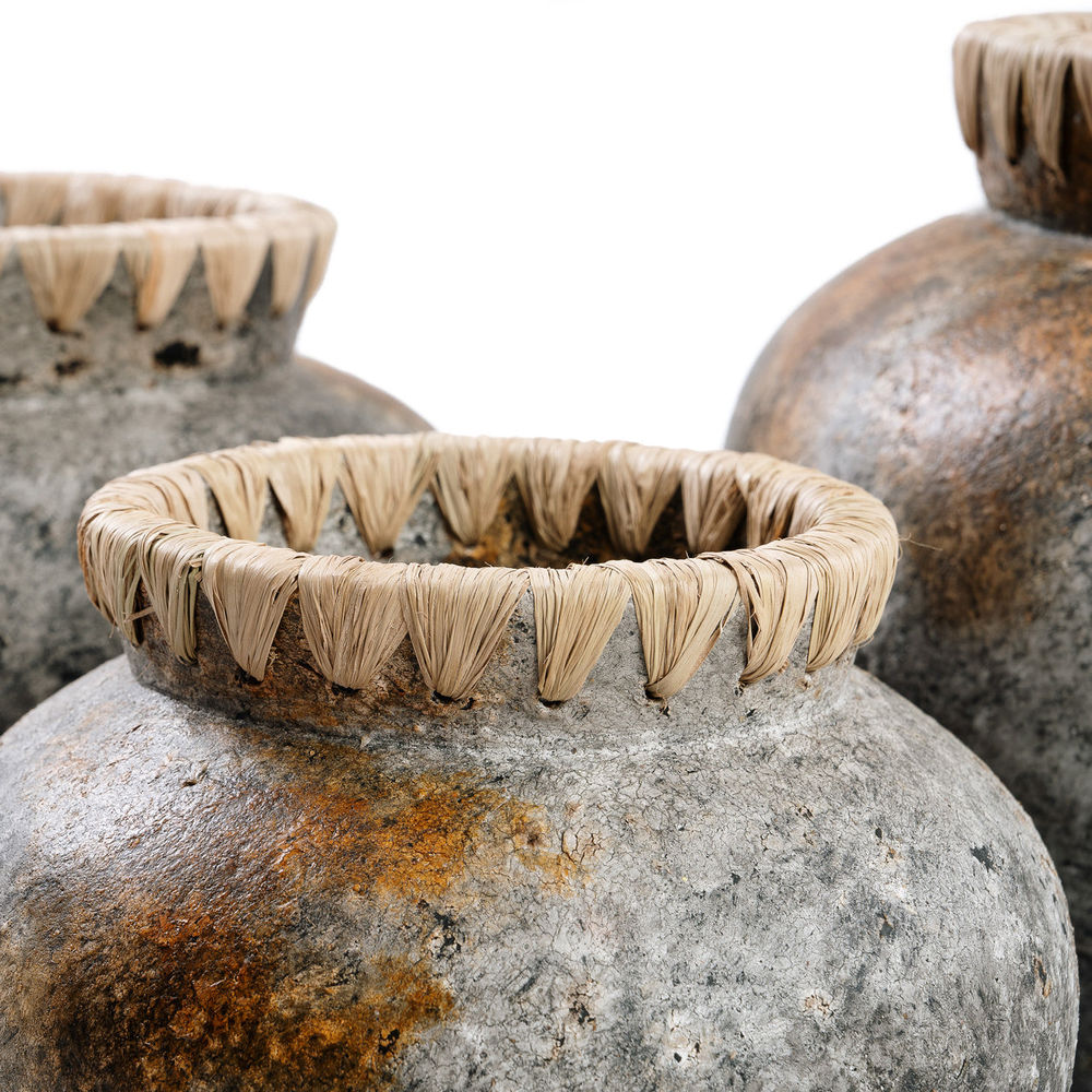 Bazar Bizar Die stilvolle Vase-Antikes Grau-L