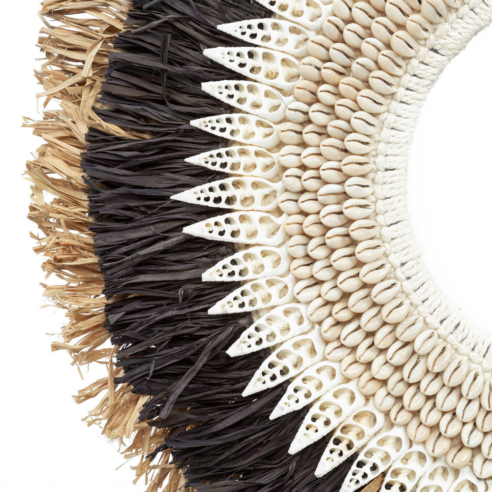 Bazar Bizar De Mojo Raffia Op Voet - Zwart Natuurlijk