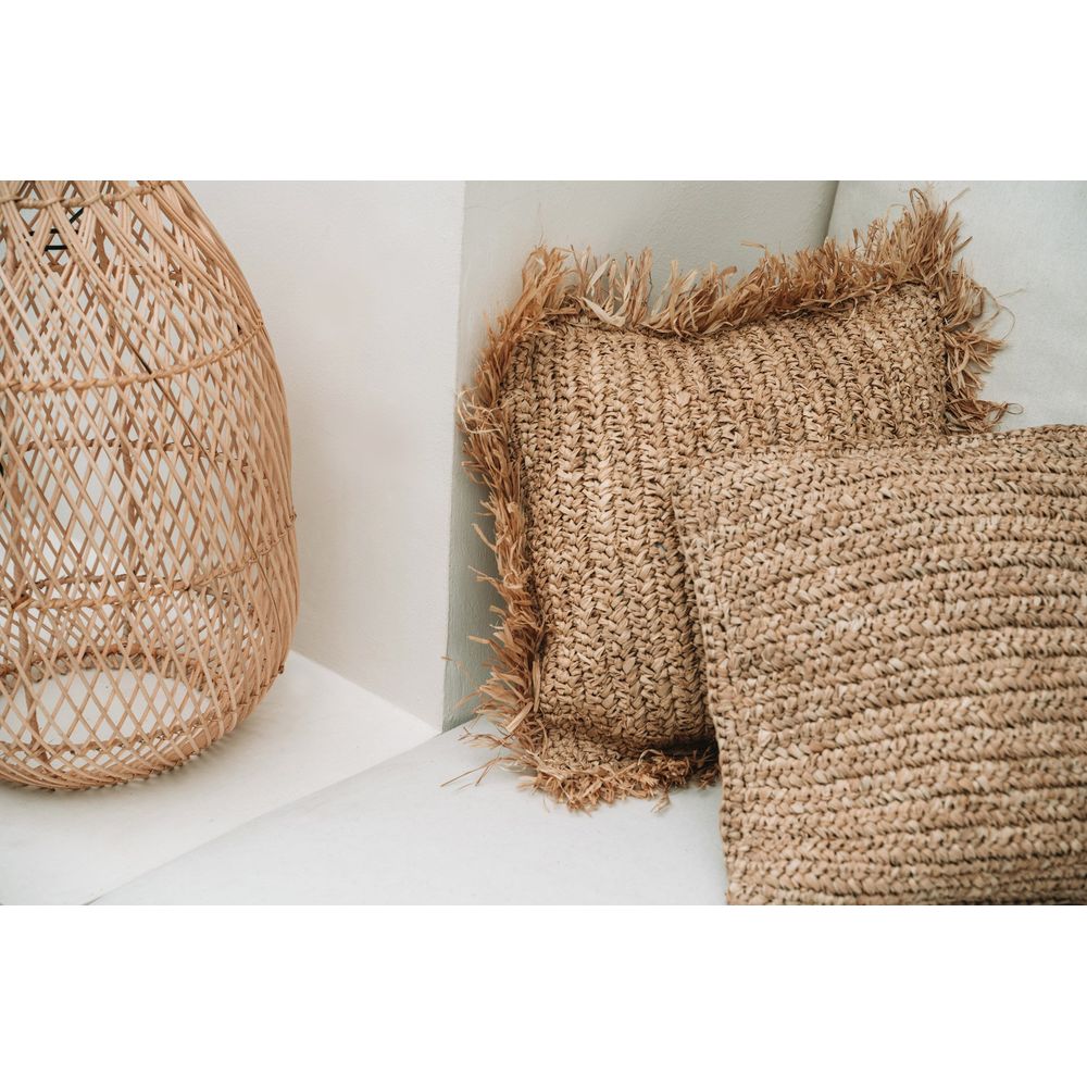 Bazar Bizar De Rafia Flores Cover-Natural-40x40 de almohada