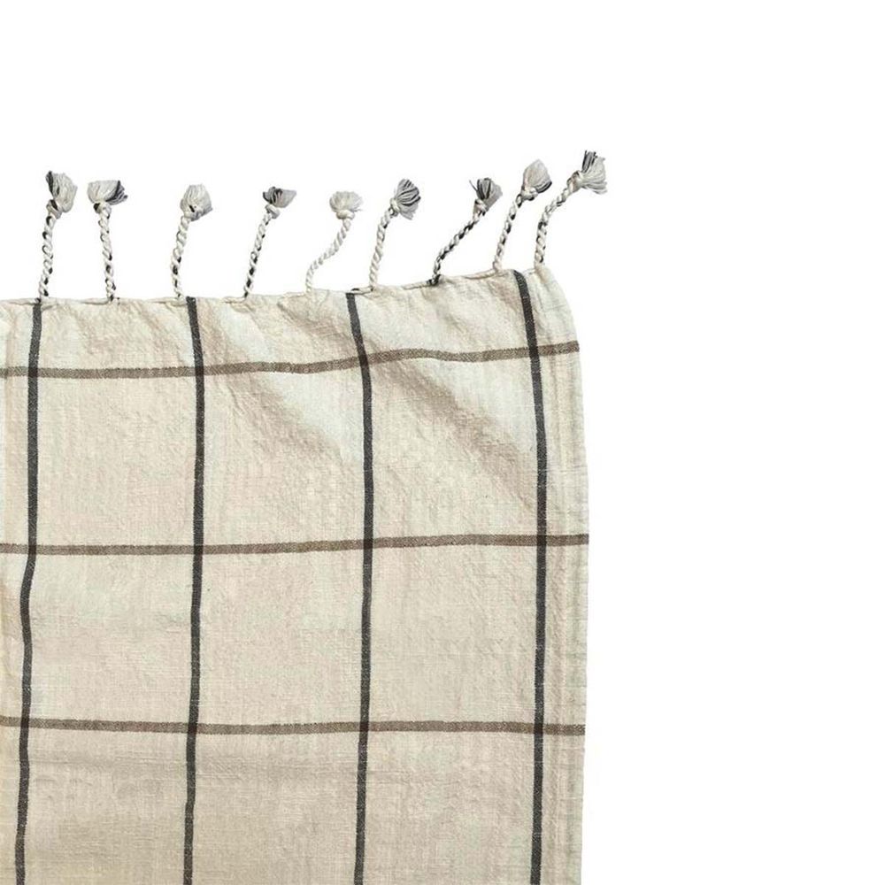 OYOY LIVING Couverture Gobi-Grille-Blanc cassé/Anthracite