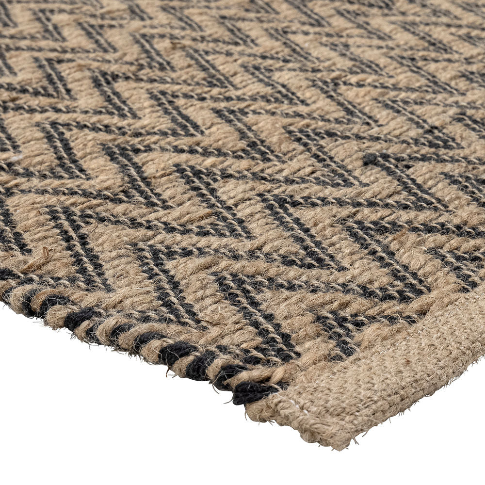 Blooming ville Lieu Rug, Schwarz, Jute