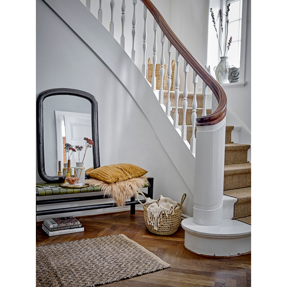 Blooming ville Lieu Rug, Schwarz, Jute