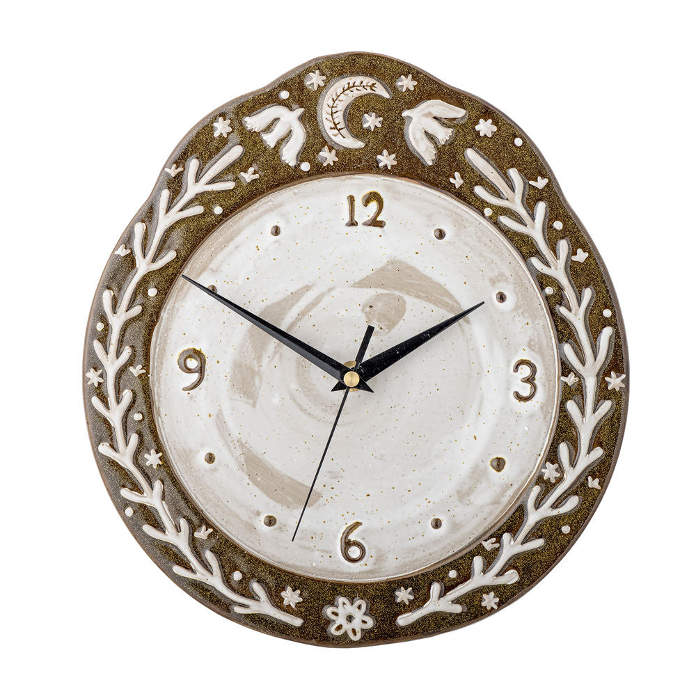 Bloomingville Olena Reloj de Pared, Marrón, Gres