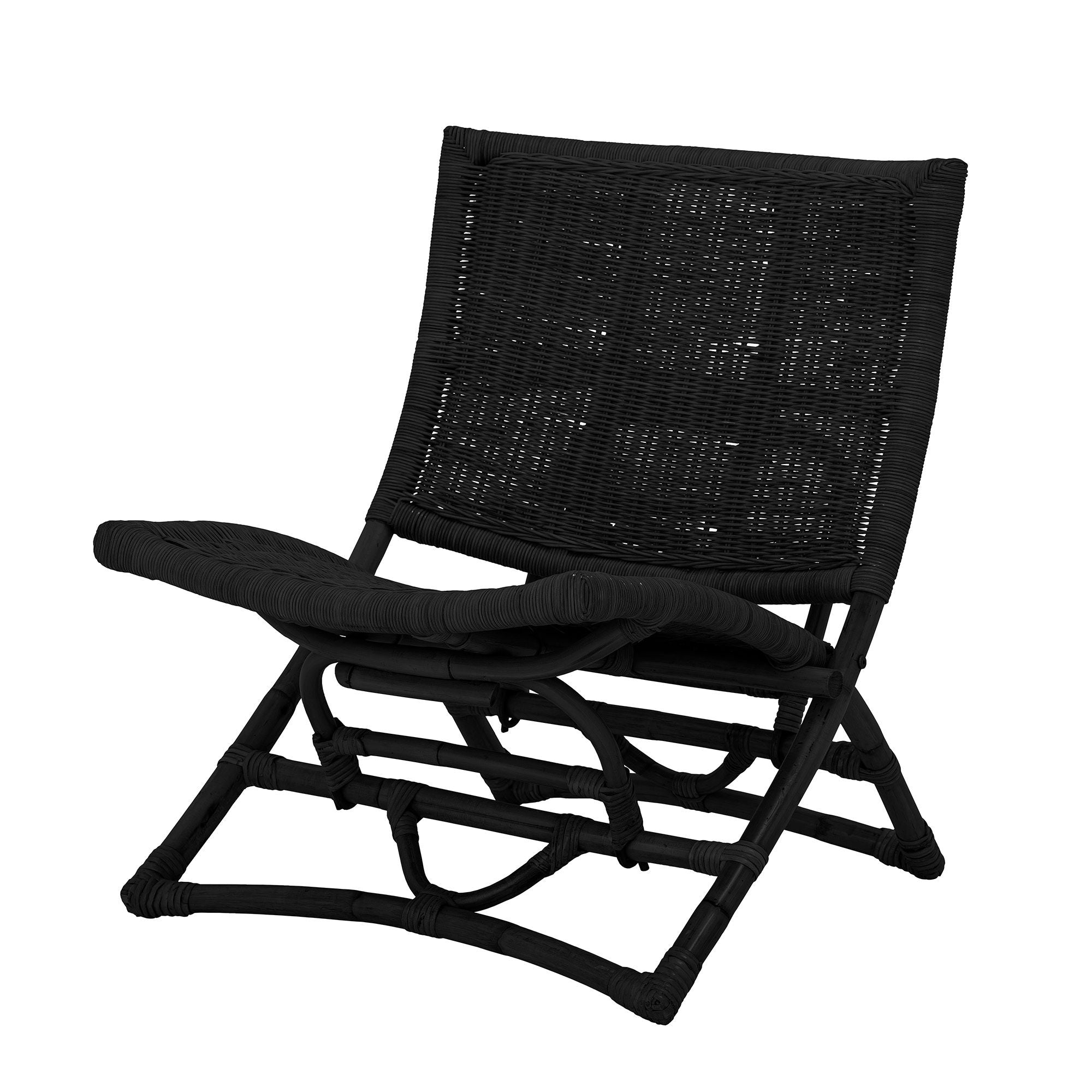 Bloomingville Baz Loungestoel, Zwart, Rotan
