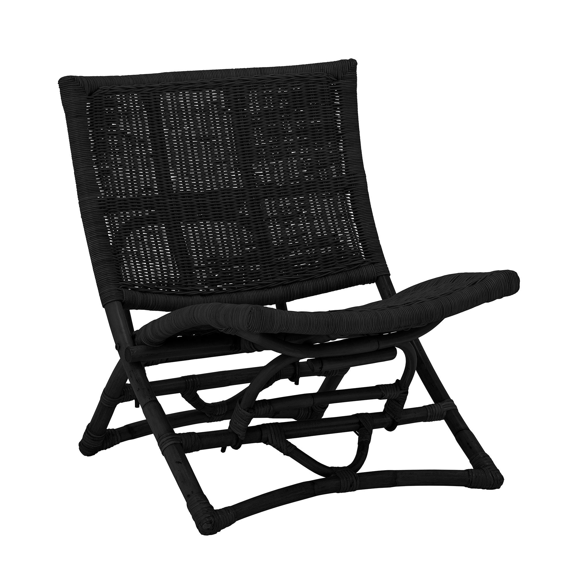 Bloomingville Baz Loungestoel, Zwart, Rotan