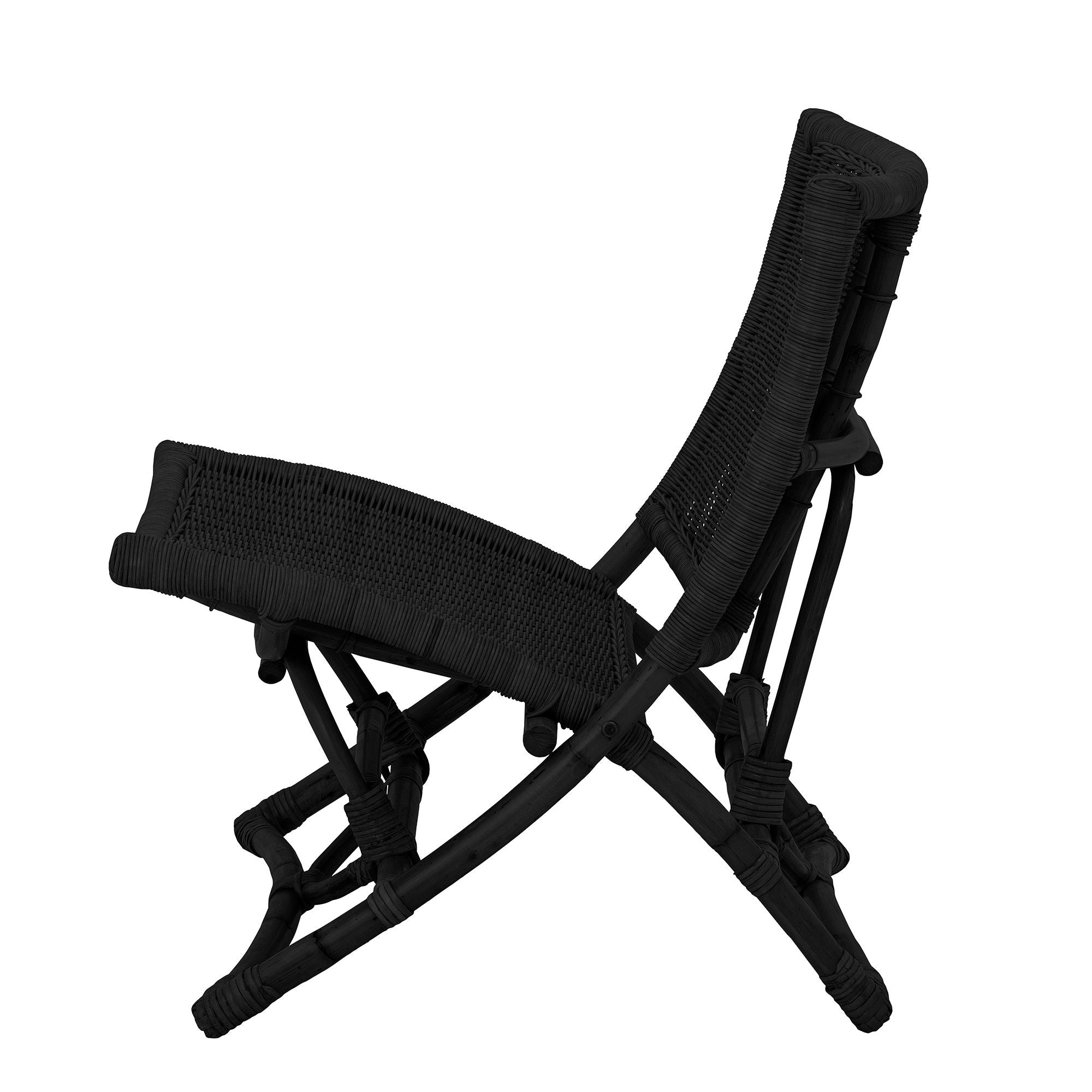 Bloomingville Baz Loungestoel, Zwart, Rotan