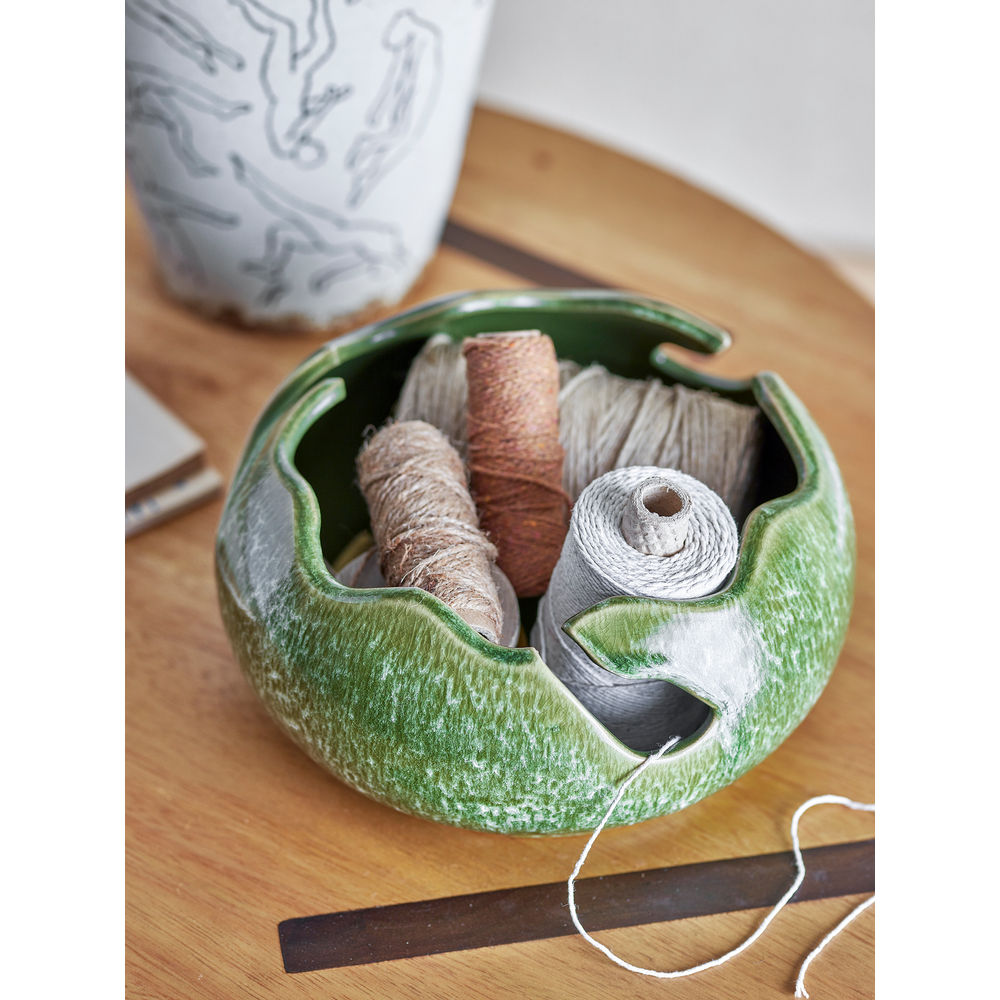 Bloomingville Leonas Deco Schaal, Groen, Steengoed