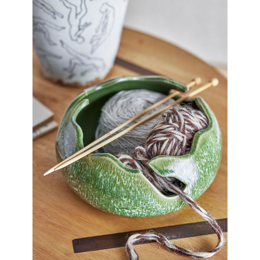 Bloomingville Leonas Deco Schaal, Groen, Steengoed