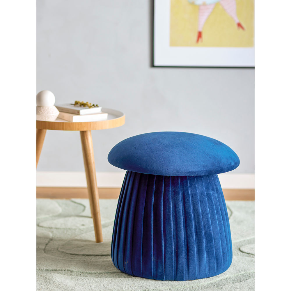 Bloomingville Roberta Pouf, Blau, recyceltes Polyester