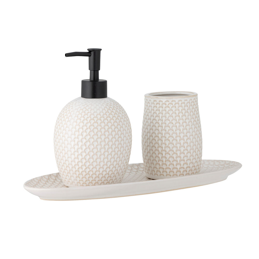 Blooming ville Hrin Seifensp ender Set, Natur, Steinzeug