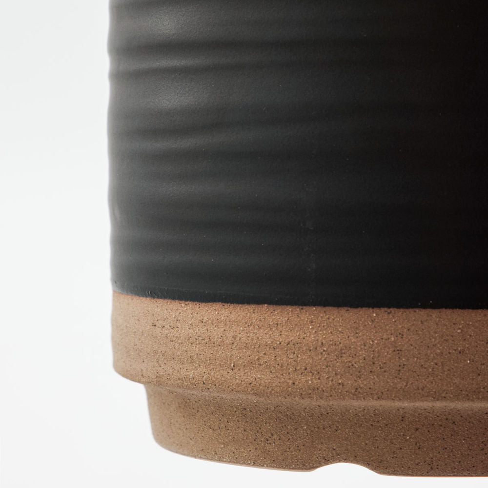 House Doctor Pot de fleurs avec dessous de verre, Astu, Noir/naturel