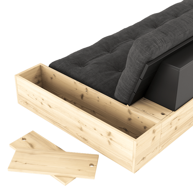 Karup Design BASE BLACK NIGHT LACQUERED W. 2 ZIJKANTEN HELDER W. 5-LAGERS MIXED MATTRESS HONEY