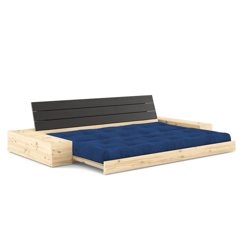 Karup Design BASE SCHWARZ NACHT LACKIERT W. 2 SIDEBOXES KLAREN W. 5-Schicht GEMISCHTE MATRATZE KÖNIGLICHES BLAU