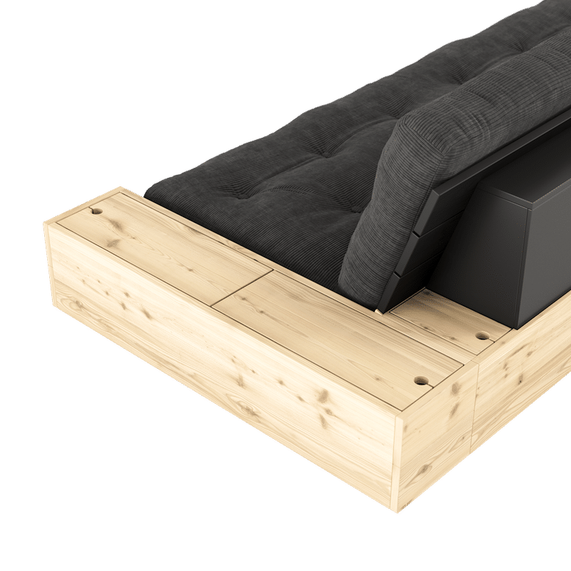 Karup Design BASE BLACK NIGHT LACQUERED W. 2 ZIJKANTEN HELDER W. 5-LAGERS MIXED MATTRESS NATURAL