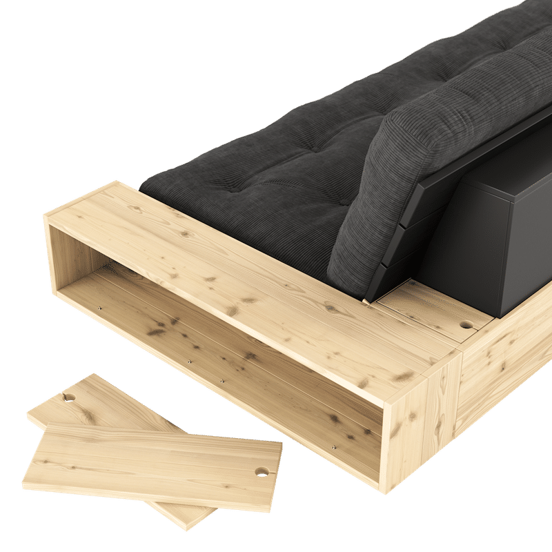 Karup Design BASE BLACK NIGHT LACQUERED W. 2 ZIJKANTEN HELDER W. 5-LAGERS MIXED MATTRESS NATURAL