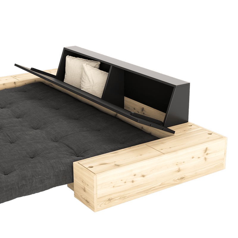 Karup Design BASE BLACK NIGHT LACQUERED W. 2 ZIJKANTEN HELDER W. 5-LAGERS MIXED MATTRESS NATURAL