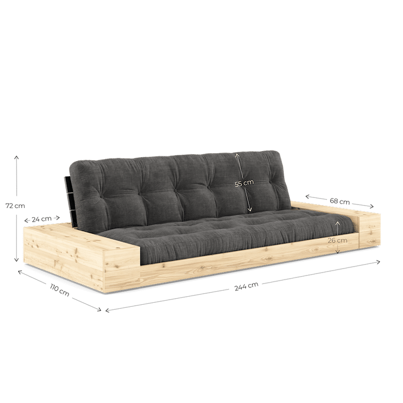 Karup Design BASE BLACK NIGHT LACQUERED W. 2 ZIJKANTEN HELDER W. 5-LAGERS MIXED MATTRESS NATURAL