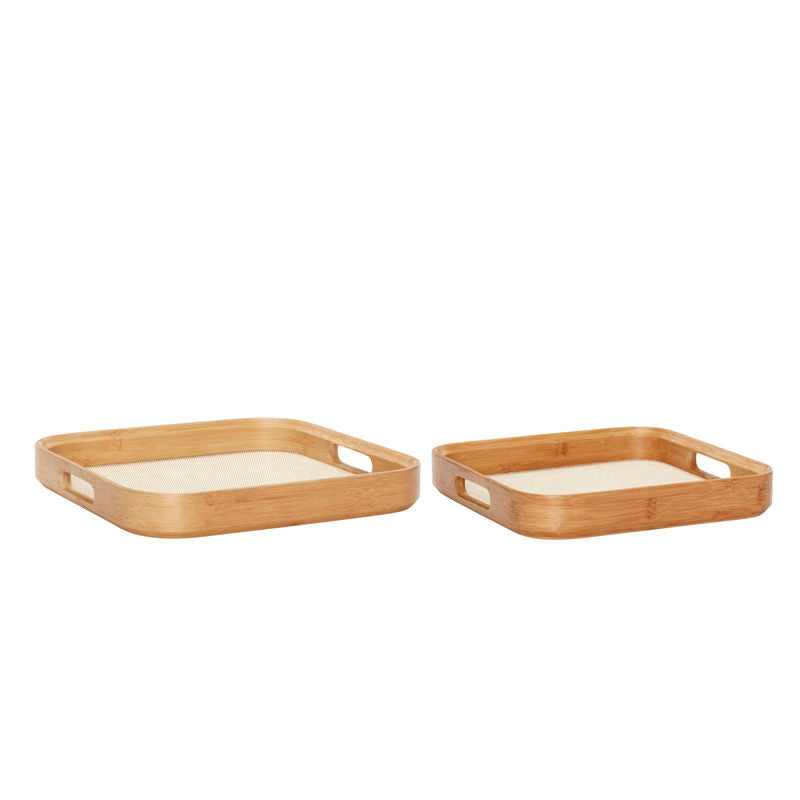 Hübsch Canvas Tabletts Square Naturel (2er Set)