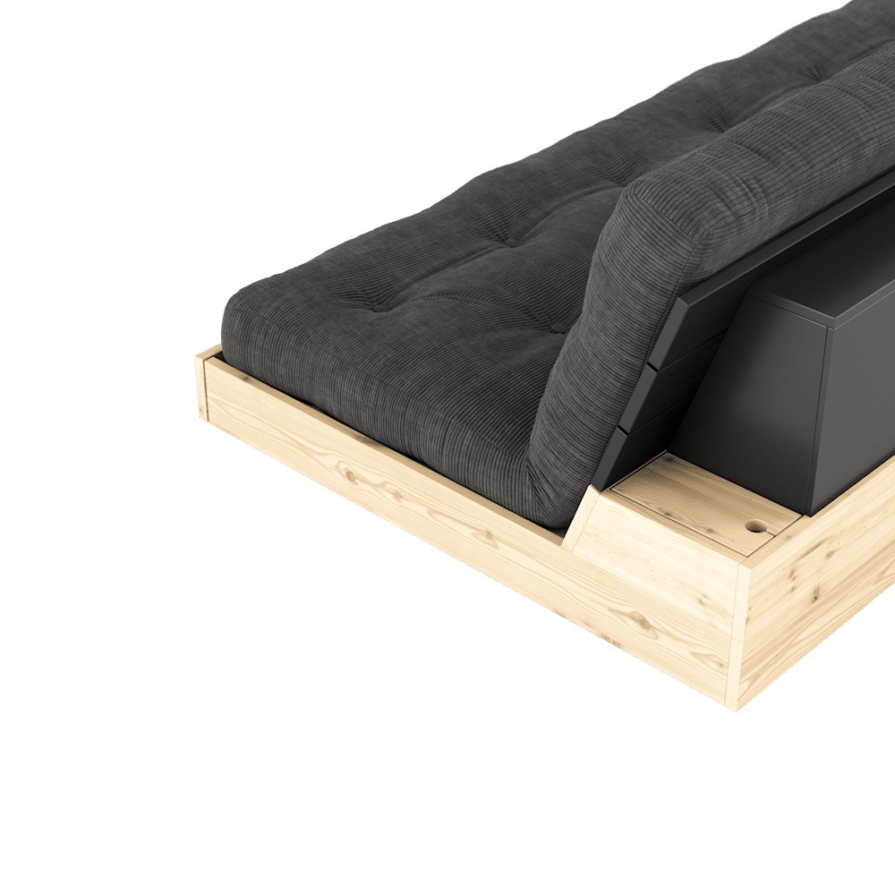 Design NOIR NUIT LAQUÉ W. MATELAS MIXTE 5 COUCHES BLEU PÂLE