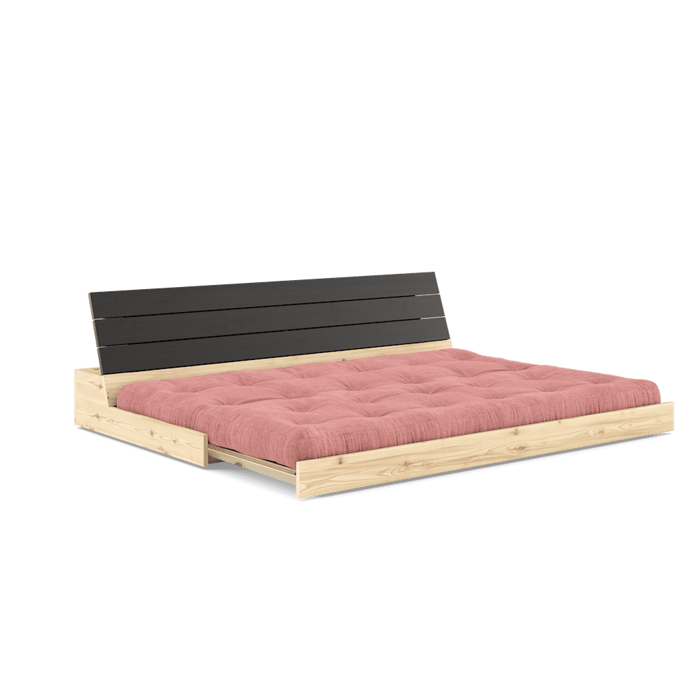 Karup Design BASE NEGRO NOCHE LACADO CON COLCHÓN MIXTO 5 CAPAS ROSA SORBET