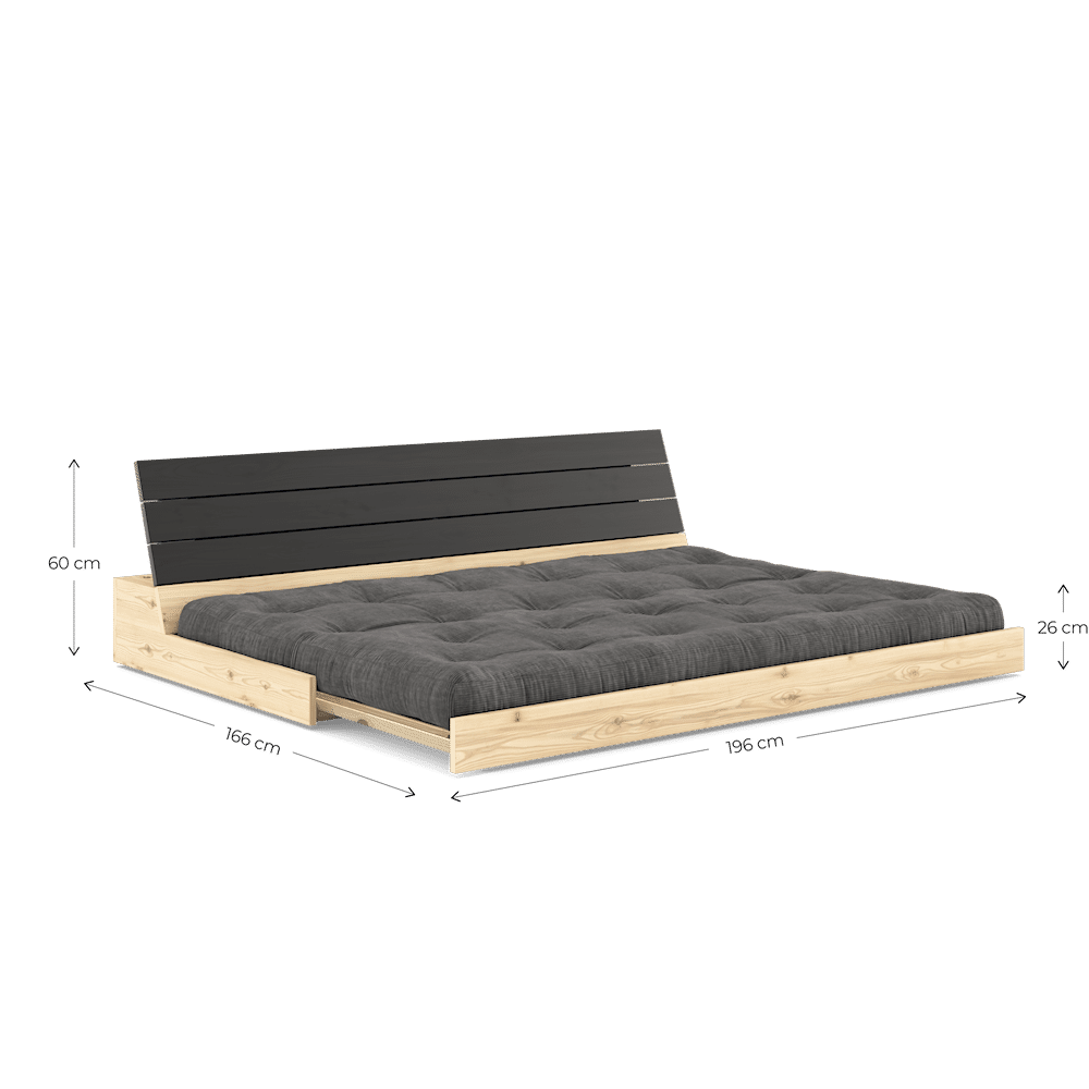 Design NOIR NUIT LAQUÉ W. MATELAS MIXTE 5 COUCHES BLEU ROYAL