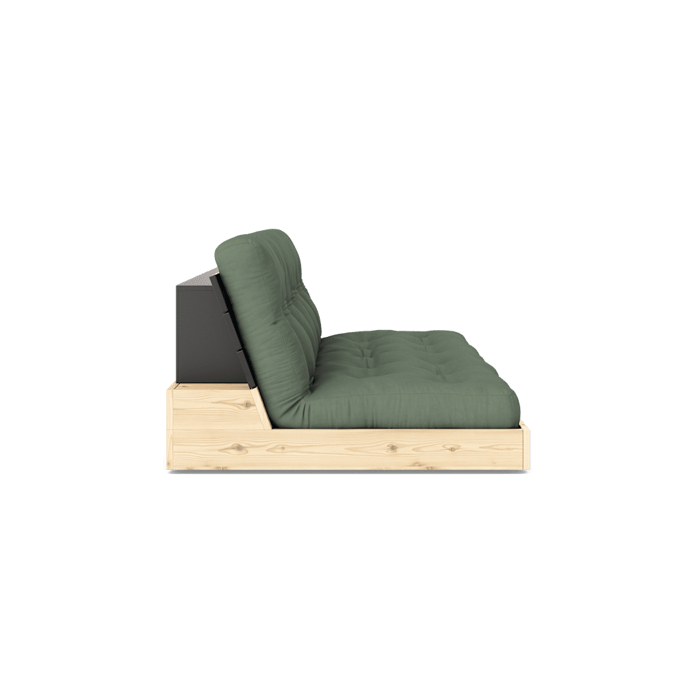 Karup Design BASE NEGRO NOCHE LACADO W. COLCHÓN MIXTO DE 5 CAPAS VERDE OLIVA