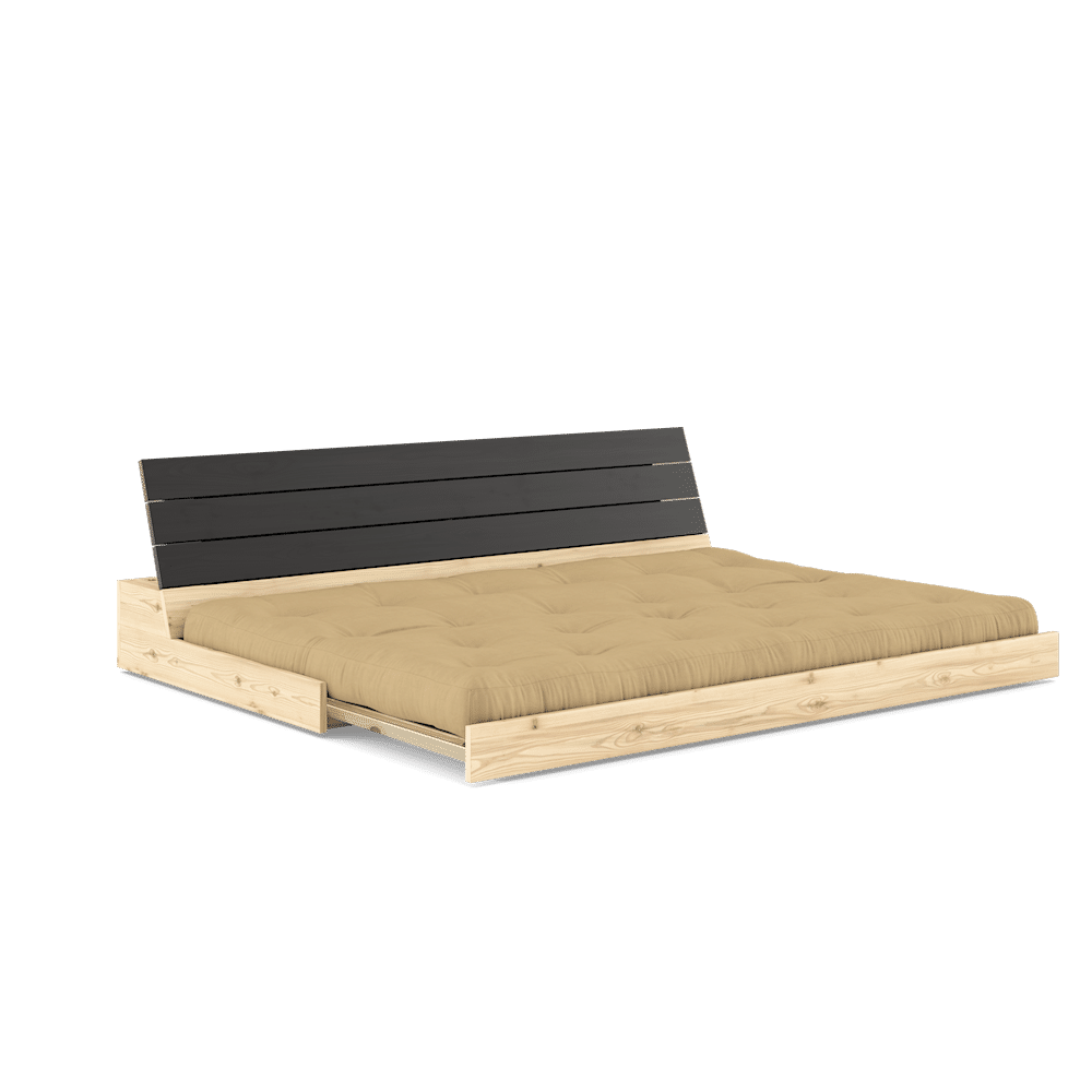 Karup Design BASE NEGRO NOCHE LACADO W. COLCHÓN MIXTO 5 CAPAS TRIGO BEIGE