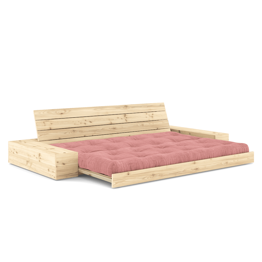 Karup Design BASE CLAIR LAQUE W. 2 SIDEBOXES CLAIR W. MATELAS MIXTE 5 COUCHES SORBET ROSE